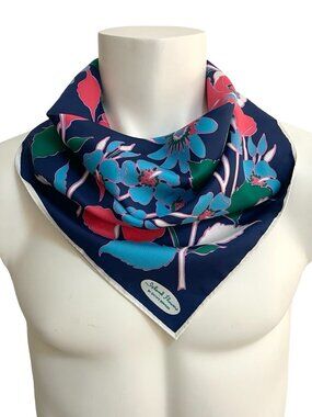Island Flowers by Smith’s Bermuda Silk Scarf 23x23 Tropical Floral Hand Rolled